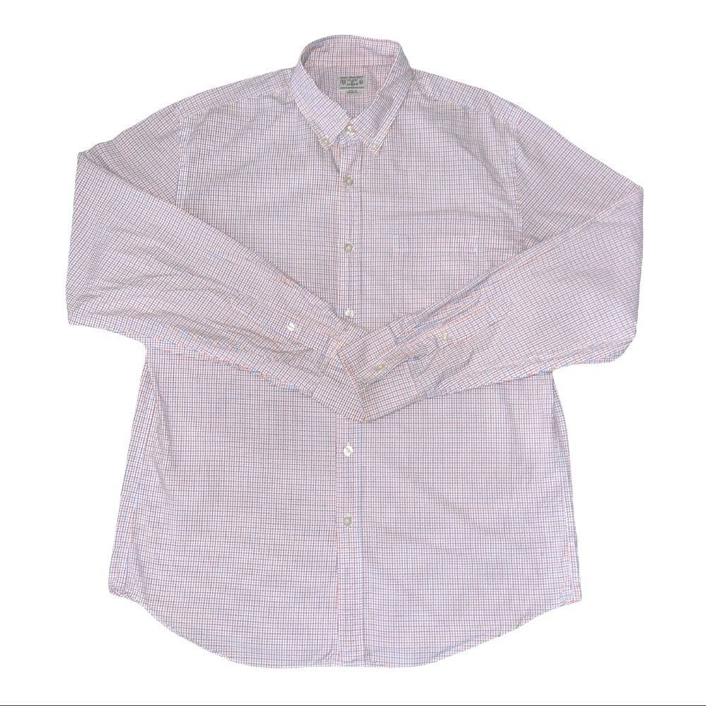 J. Crew Shirt Mens Large L Orange Gingham Checked Long Sleeve‎ Button Down Shirt